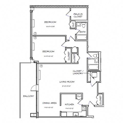 a floor plan of a house with bedrooms and a living room